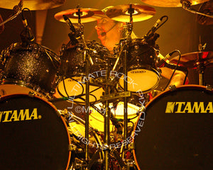 Photo of drummer Dave Mackintosh of DragonForce in concert by Marty Temme