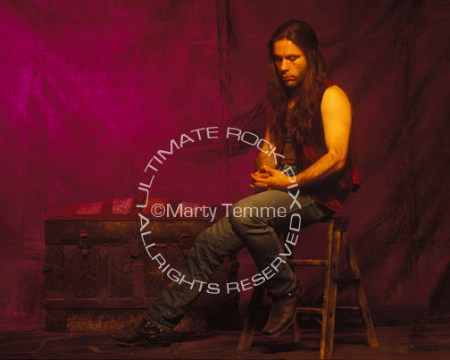 Photo of Bruce Dickinson of Iron Maiden during a photo shoot in 1994 by Marty Temme