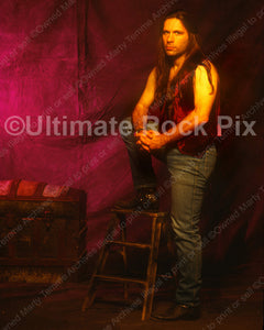 Photo of Bruce Dickinson of Iron Maiden during a photo shoot in 1994 by Marty Temme