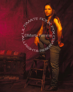 Photo of singer Bruce Dickinson during a photo shoot in 1994 by Marty Temme