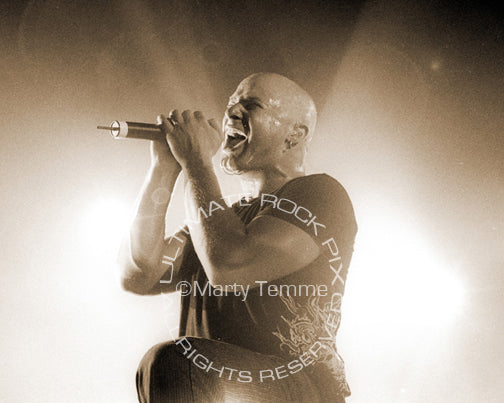 Art Print of David Draiman of Disturbed singing in concert by Marty Temme