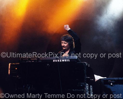 Photo of keyboardist Don Airey of Deep Purple in concert in 2001 by Marty Temme