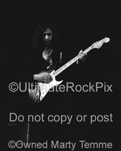 Photo of Ritchie Blackmore of Deep Purple in concert in 1972 by Marty Temme