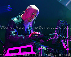 Photo of keyboardist Jordan Rudess of Dream Theater in concert in 2012 by Marty Temme