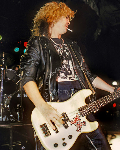 Photo of bassist Duff McKagan of Guns N' Roses in 1990 by Marty Temme