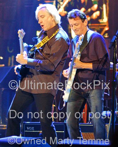 Photos of guitar players Joe Walsh and Steuart Smith of The Eagles in concert by Marty Temme