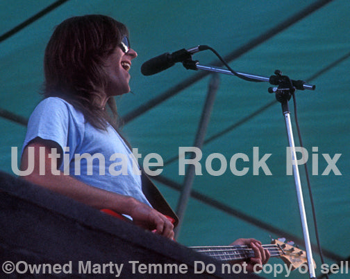 Photo of bass player and singer Randy Meisner of The Eagles in concert in 1974 by Marty Temme