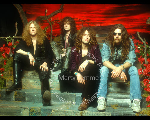 Photo of the rock band Electric Boys during a photo shoot in 1992 by Marty Temme