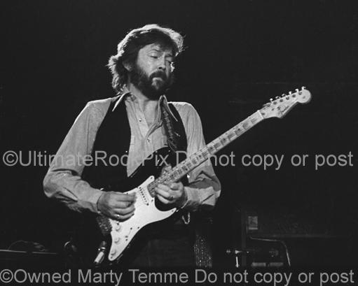 Black and White Photos of Guitarist Eric Clapton in Concert in 1979 by Marty Temme