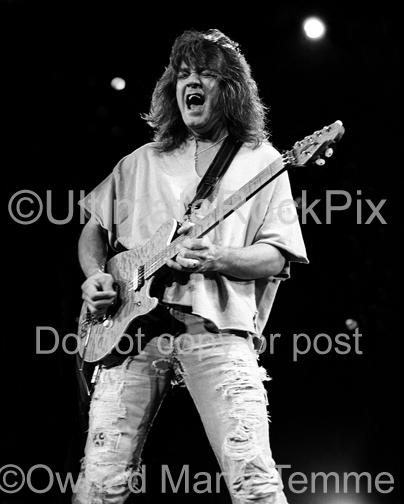 Black and White Photos of Guitar Player Eddie Van Halen of Van Halen in Concert in 1993 by Marty Temme
