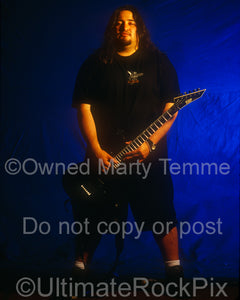 Photo of Dino Cazares of Fear Factory during a photo shoot in 1995 by Marty Temme