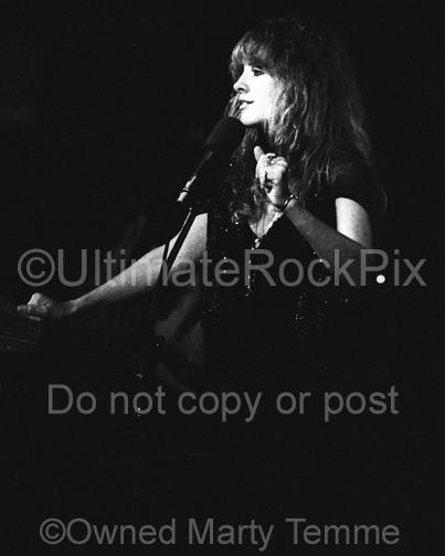 Black and White Photos of Stevie Nicks of Fleetwood Mac in Concert in 1977 by Marty Temme