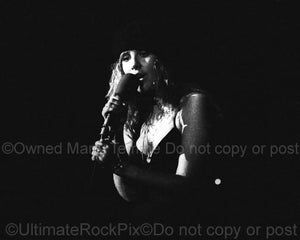 Black and White Photos of Singer Stevie Nicks of Fleetwood Mac in Concert in 1977 by Marty Temme