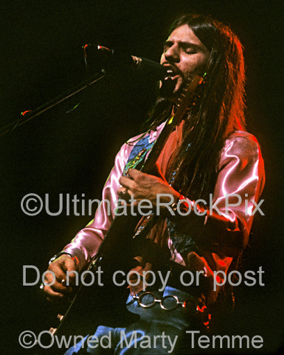 Photo of guitarist Frank Marino in concert in 1973 by Marty Temme