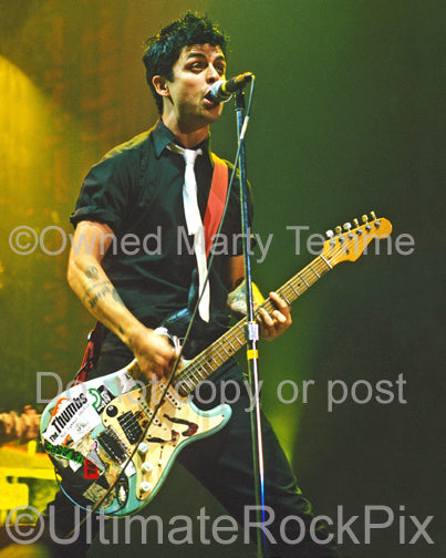 Photo of Billie Joe Armstrong of Green Day performing in concert by Marty Temme
