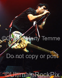 Photo of musician Billie Joe Armstrong of Green Day in concert by Marty Temme