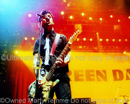 Photos of Singer-Guitarist Billie Joe Armstrong of Green Day in Concert by Marty Temme