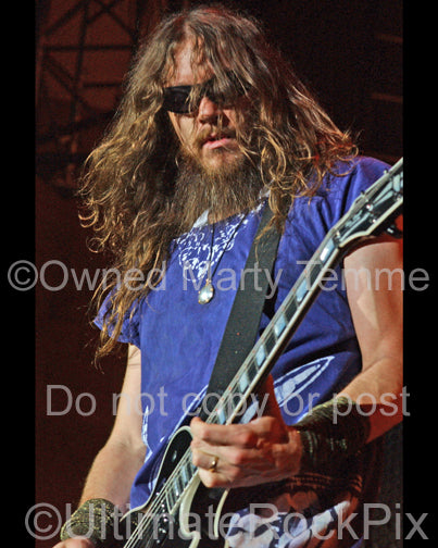 Photo of Robin Finck of Guns N' Roses playing a Gibson Les Paul in concert by Marty Temme