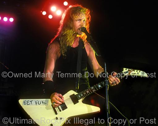 Photos of James Hetfield of Metallica in Concert in 1989 by Marty Temme