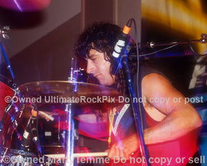 Photo of drummer Jay Schellen in concert in 1994 by Marty Temme