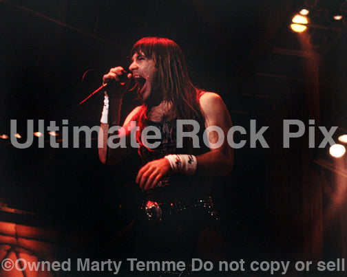 Photo of vocalist Bruce Dickinson of Iron Maiden in concert in 1985 - imbd851