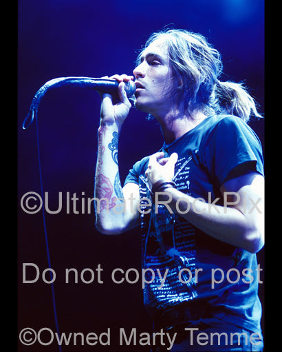 Photo of singer Brandon Boyd of Incubus in concert by Marty Temme