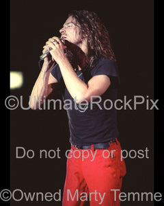 Photo of Michael Hutchence of INXS performing in concert