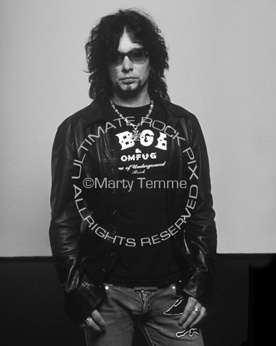 Black and white photo of John Corabi of Motley Crue and The Dead Daisies during a photo shoot by Marty Temme