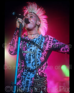Photo of Mickey Finn of Jetboy in concert in 1988 by Marty Temme