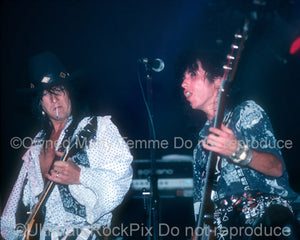 Photo of Nasty Suicide of Hanoi Rocks and Sami Yaffa of Jetboy in concert in 1988 by Marty Temme