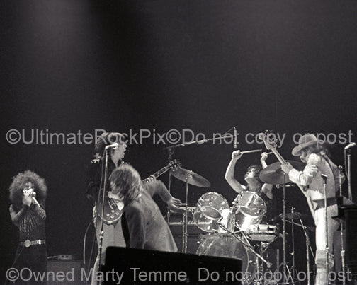 Black and white photo of The J. Geils Band in concert in 1972 by Marty Temme