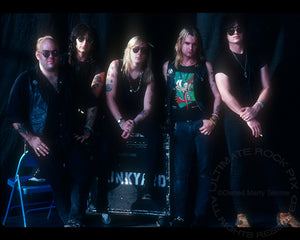 Photo of the band Junkyard during a photo shoot in Irvine, California in 1991 by Marty Temme
