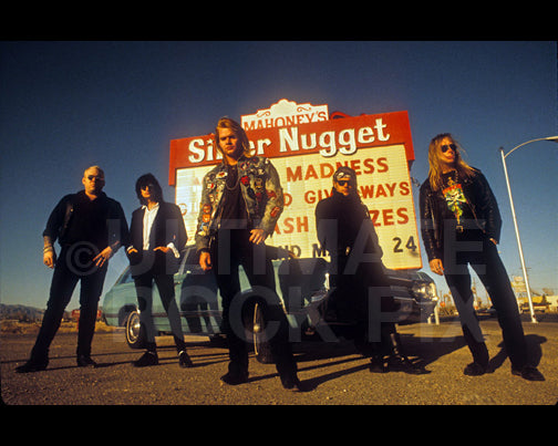 Photo of the band Junkyard during a photo shoot in 1991 by Marty Temme