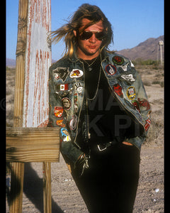 Photo of David Roach of Junkyard during a photo shoot in 1991 in Las Vegas, Nevada by Marty Temme