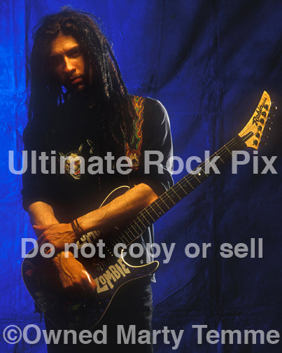 Photo of Jay Yuenger of White Zombie during a photo shoot in 1993 by Marty Temme