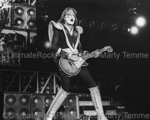 Black and White Photos of Guitarist Ace Frehley of Kiss in Concert by Marty Temme