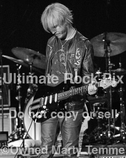 Black and white photo of Kenny Wayne Shepherd performing onstage by Marty Temme