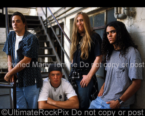 Photo of Josh Homme and Kyuss during a photo shoot in 1994 by Marty Temme