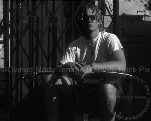 Black and white photo of Josh Homme of Kyuss during a photo shoot in 1994 by Marty Temme