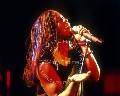 Photo of Corey Glover of Living Colour in concert in 1989 by Marty Temme