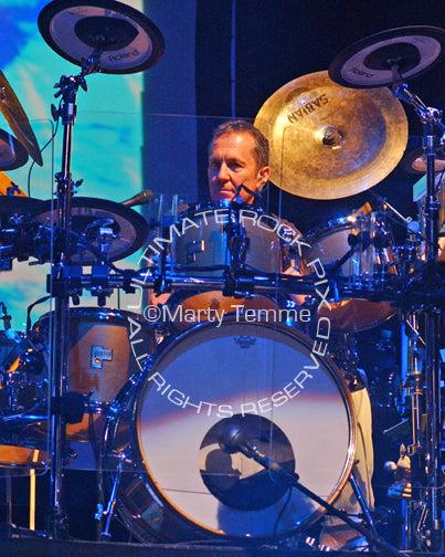 Photo of drummer Gordon Marshall of The Moody Blues in concert by Marty Temme