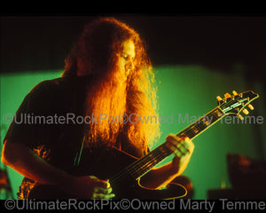 Photo of guitarist Mike Scaccia of Ministry in concert in 1992 by Marty Temme
