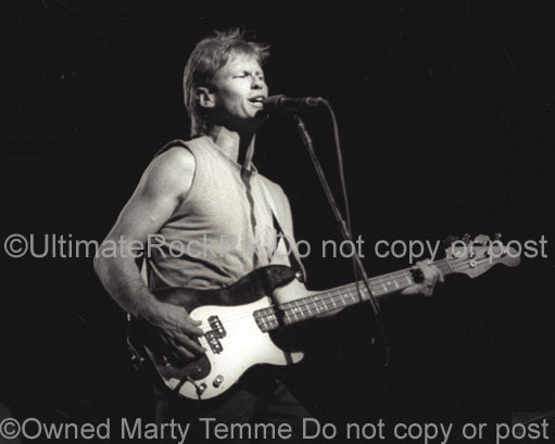 Photo of Richard Page of Mr. Mister in concert in 1984 by Marty Temme