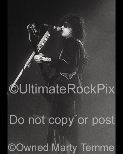 Black and White Photos of Nikki Sixx of Motley Crue in Concert in 1985 by Marty Temme