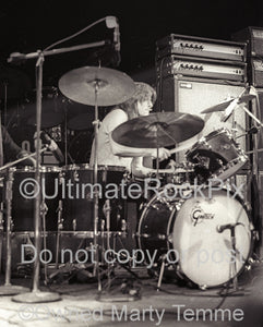 Photo of drummer Paul Riddle of The Marshall Tucker Band in concert in 1974 by Marty Temme