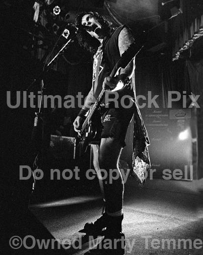 Black and White Photo of Nikki Sixx of Motley Crue in Concert in 1994 by Marty Temme