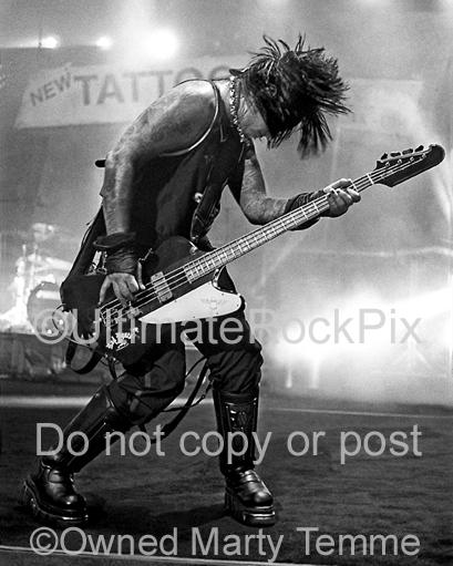 Limited Edition Prints of Nikki Sixx of Motley Crue in Concert Numbered and Signed by Marty Temme