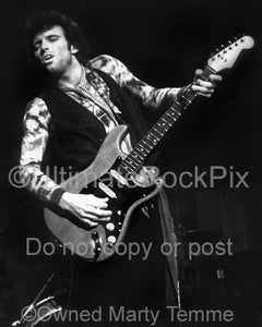 Black and White Photos of Nils Lofgren of Bruce Springsteen Playing His Fender Stratocaster in Concert in 1978 by Marty Temme