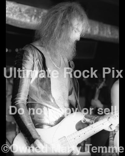 Photo of bassist Arthur Kane of New York Dolls in concert in 1974 by Marty Temme