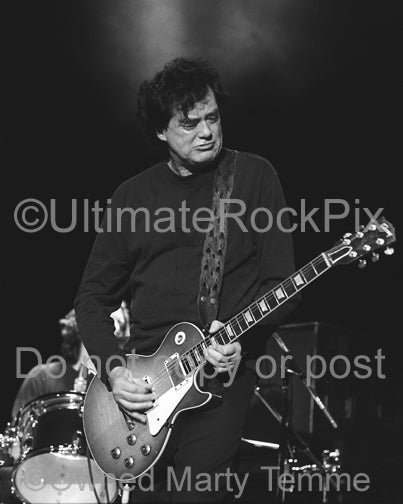 Black and white photo of Jimmy Page in Concert with The Black Crowes by Marty Temme